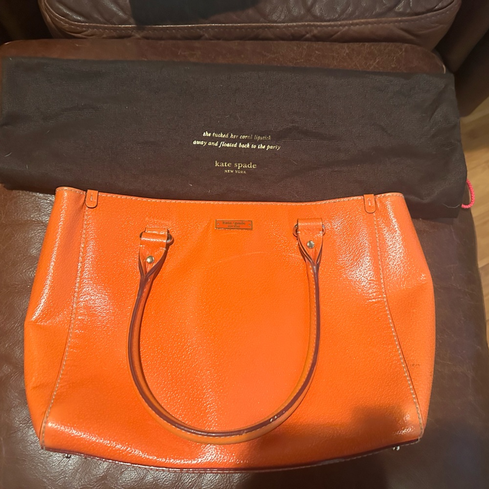 Kate Spade Orange Leather Tote Bag